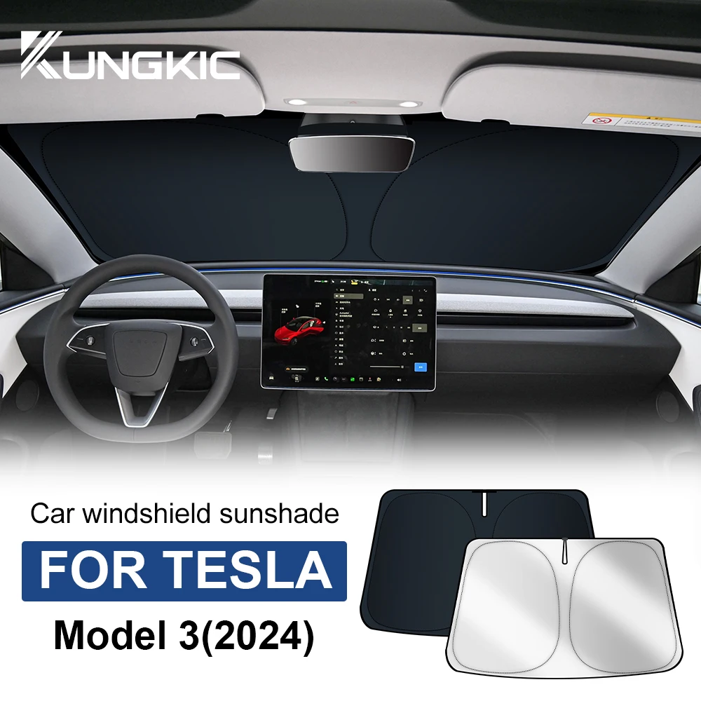 For Tesla Model 3 Highland 2024 Car Windshield Sun Shade Blocks UV Ray Reflector Auto Window Sun Shade Visor Shield Cover