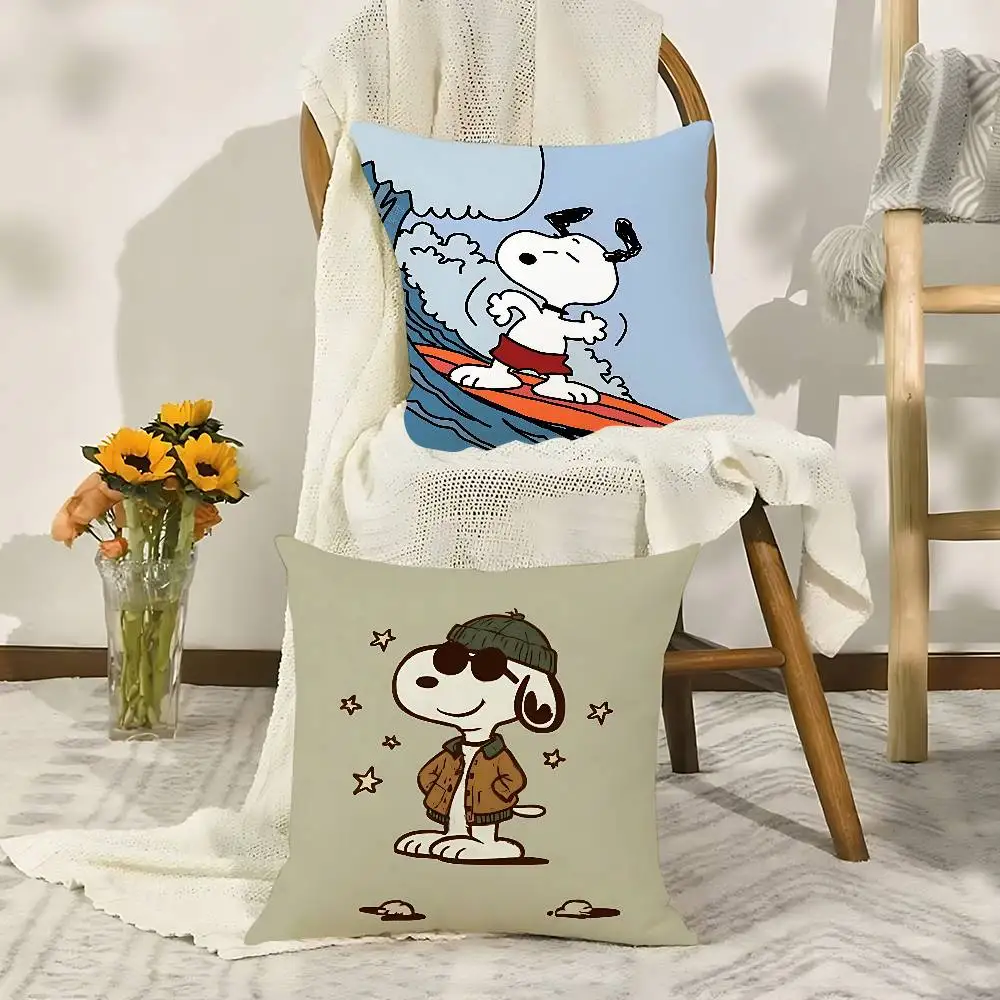 Cute Cartoon S-Snoopys Throw Pillow Covers Pattern Cushion Cover Suitable For Sofa Bedroom Car Pillow Cover