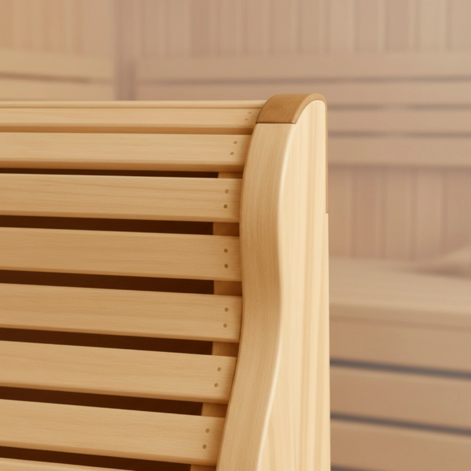 Wooden Headrest with Curved Supports Solid Wood Sauna Headrest Sauna Backrest Ergonomic Back Support Slatted for Steam Room