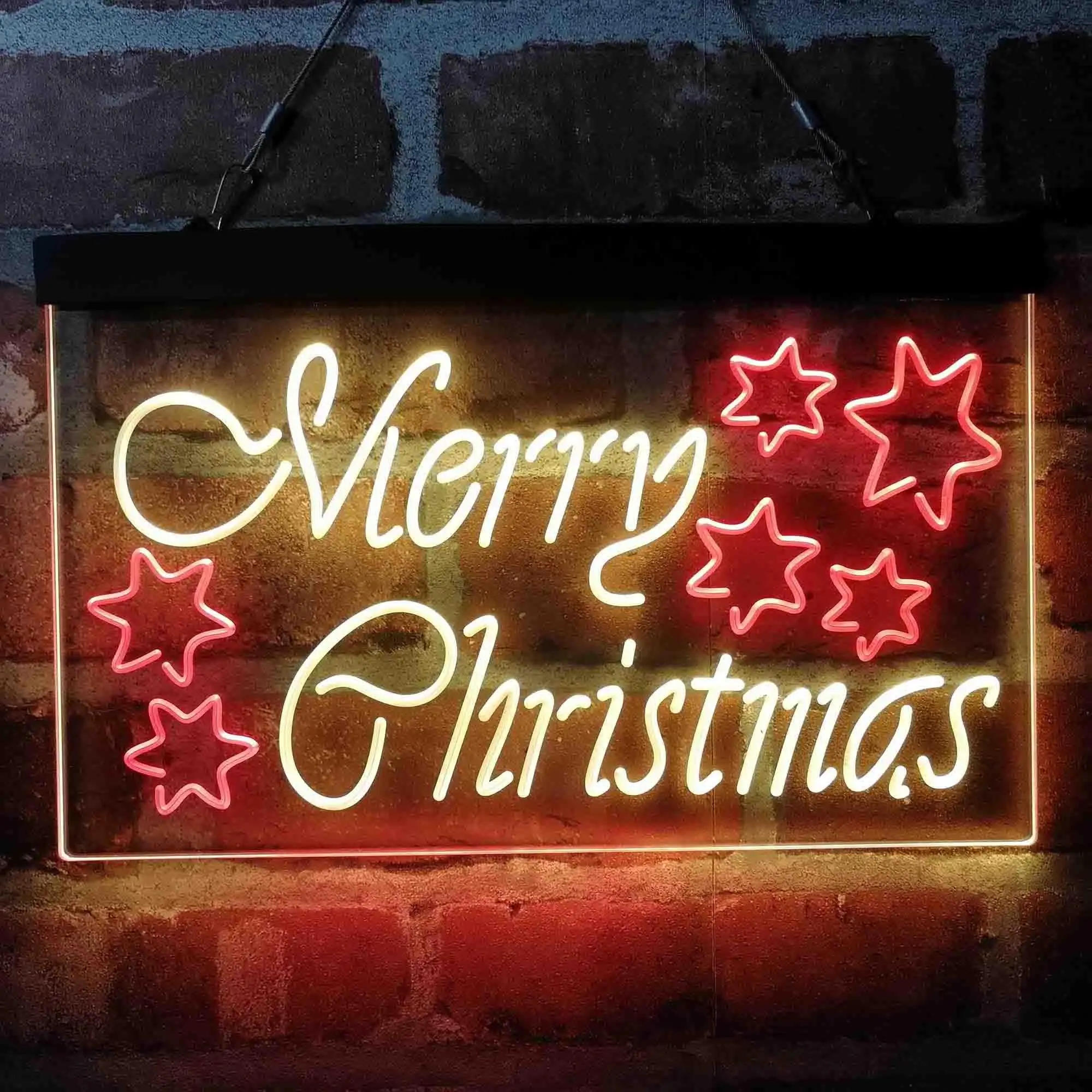 Merry Christmas Stars Dual Color Led Neon Sign st6-i4117