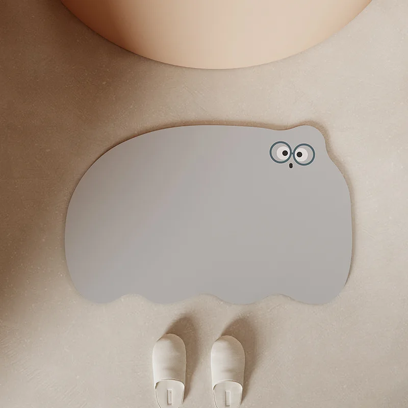 VIKAMA Simple and Funny Carpet Bathroom Absorbent Non-Slip Mat Soft Diatom Mud Shaped Door Mat Cartoon Home Decorative Foot Mat