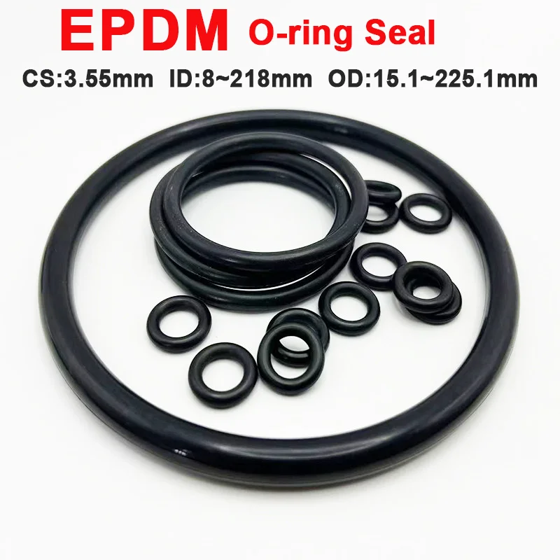 1-10PCS EPDM O Ring Seal Gasket Thickness CS 3.55mm OD 15.1~225.1mm EPDM Rubber Spacer Oil Resistance Washer Sealing Accessories