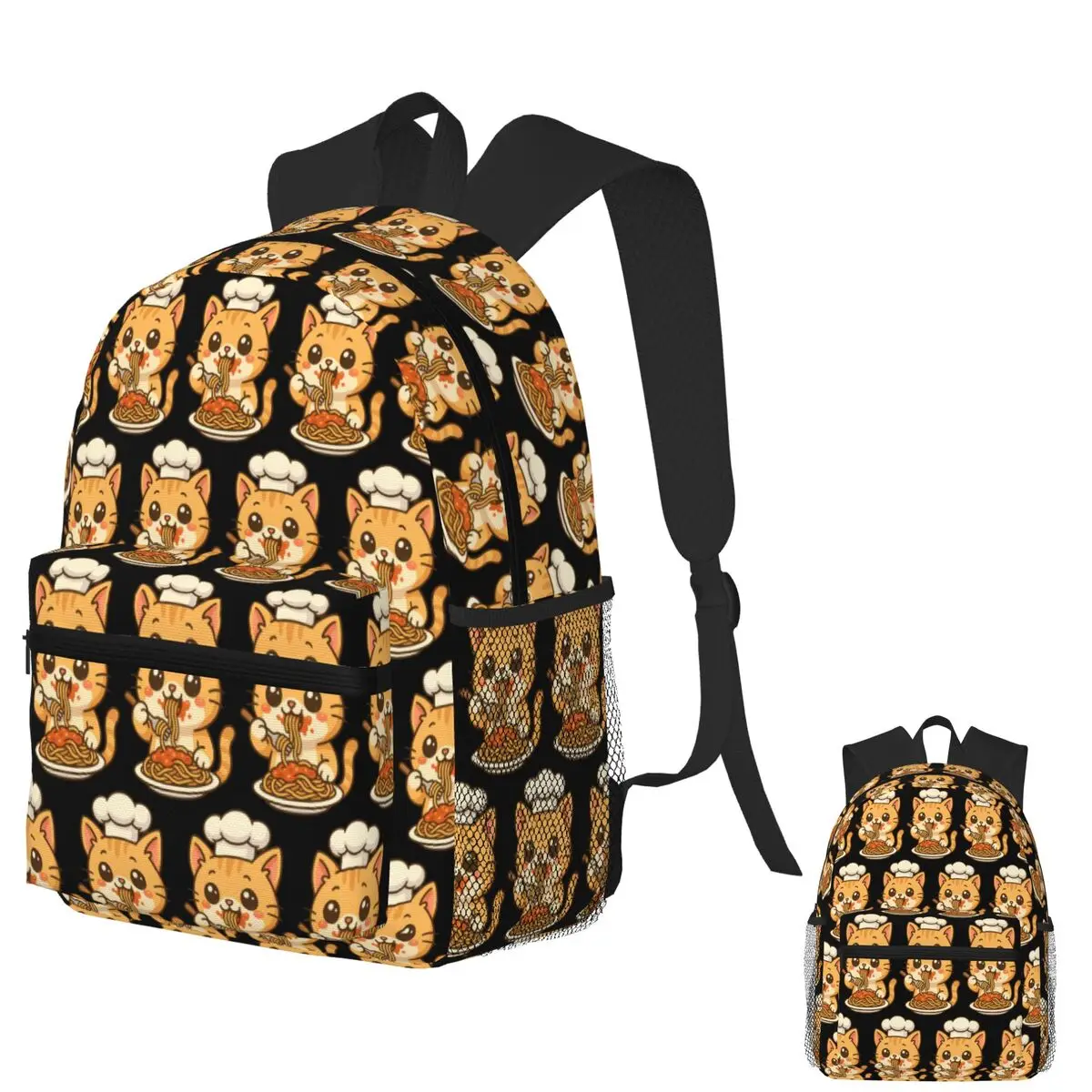 

Spaghetti Paws The Meowster Chef Student Backpack School Bag Hiking Travel Daypack for Men Women Bookbag Shoulder Bags