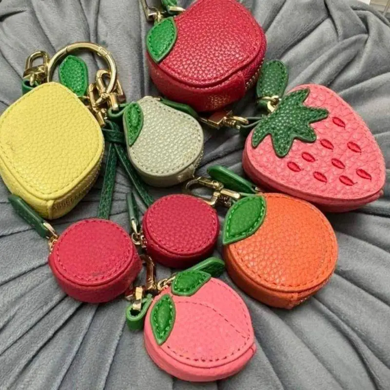 

Mini Fruit Shape Coin Purse Portable Cute PU Leather Pendant Korean Style Keychain Earphone Bag Mini Storage Bag For Airtag