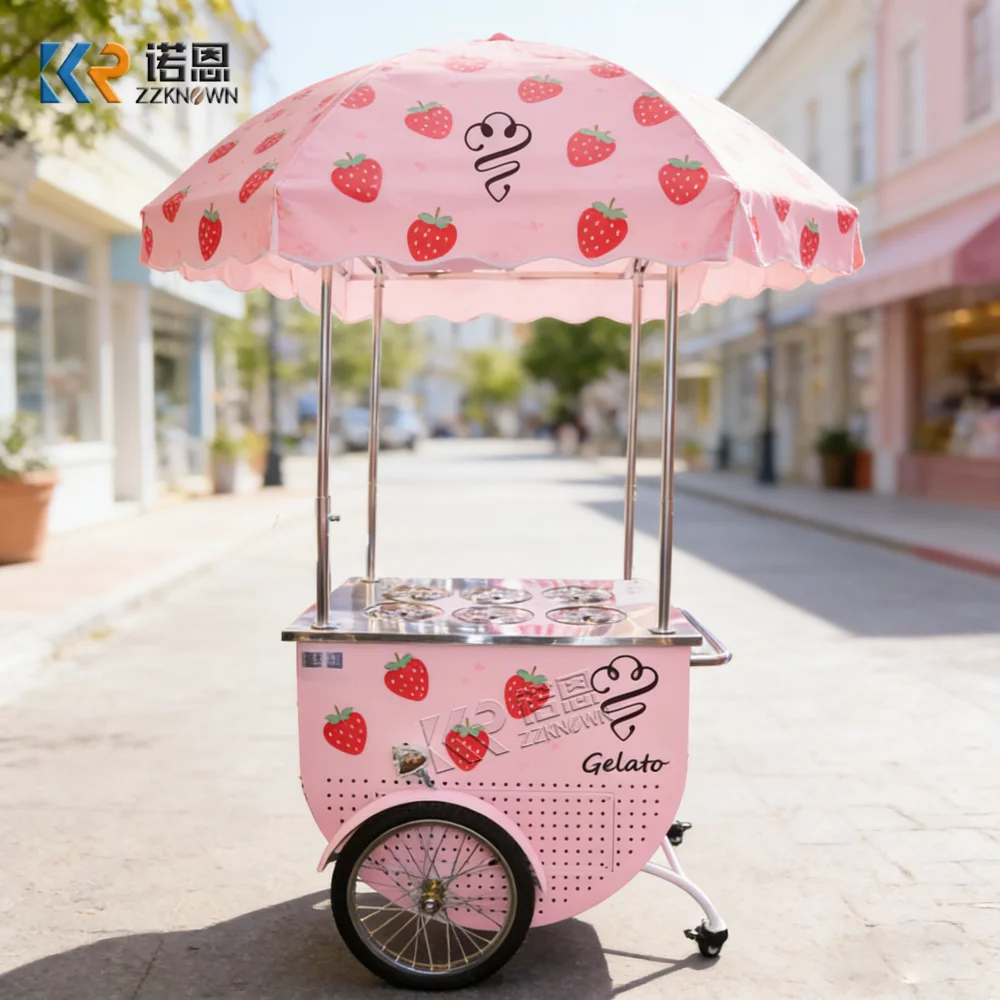 

Hot Sale Ice Cream Cart Premium Snack Kiosk Beverage Coffee Outdoor Street Dessert Push Cart For Outdoor Festival