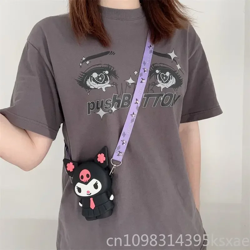 Sanrio Silicone Shoulder Bag for Girl Children's Kuromi Coin Purse Kindergarten Girl Crossbody Bag Cartoon portable