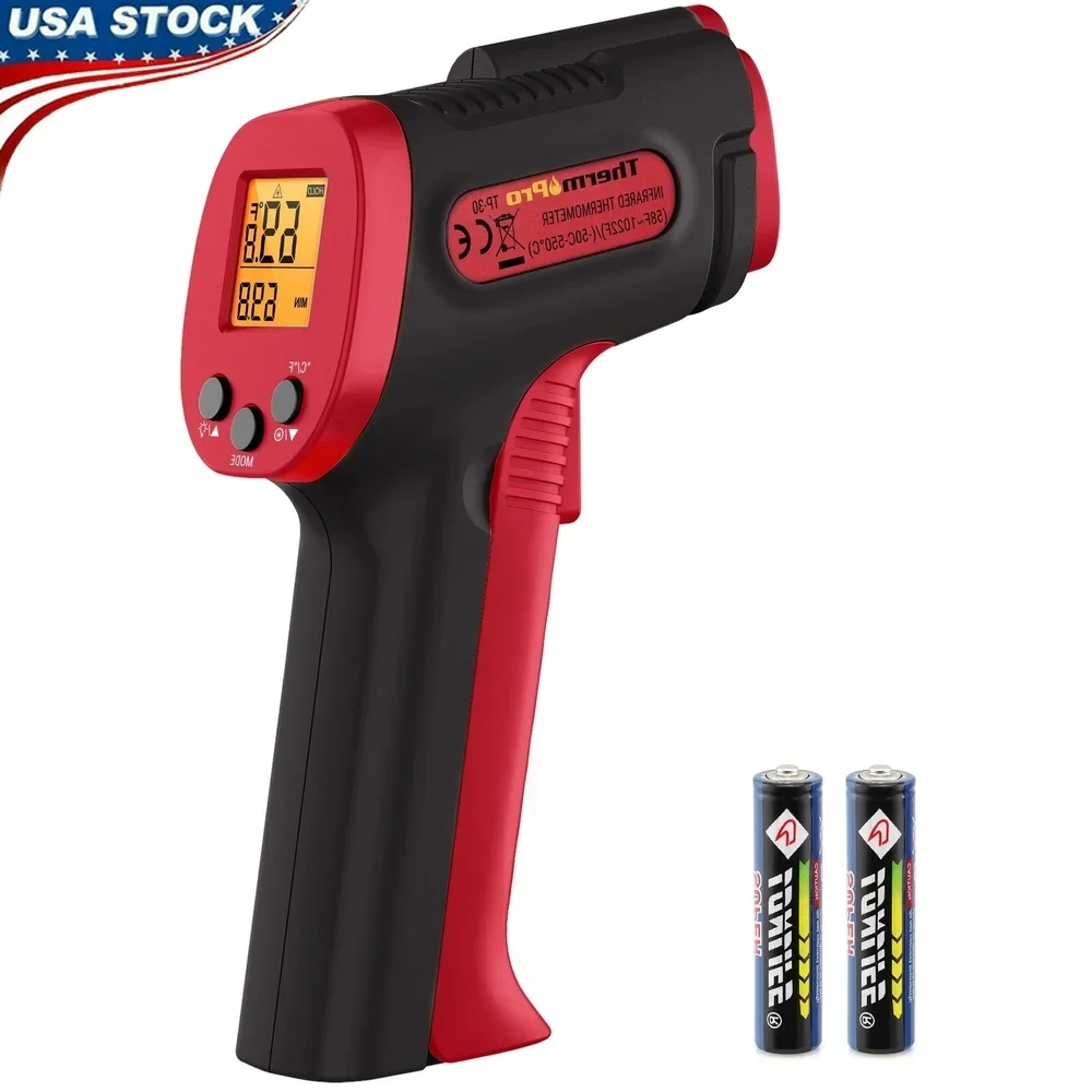 

Non Contact Infrared Thermometer Gun TP30W Digital Laser Temperature Measurement Grill Oven Swimming Pool HVAC Cooking Max Min