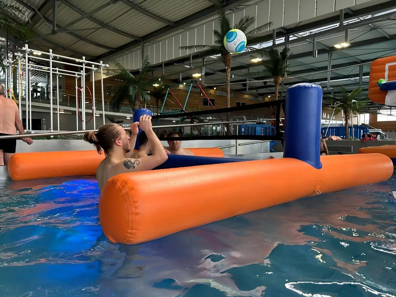 Floating Inflatable Volleyball Net Set - Pool & Lake Water Volleyball Game for Family & Party Fun