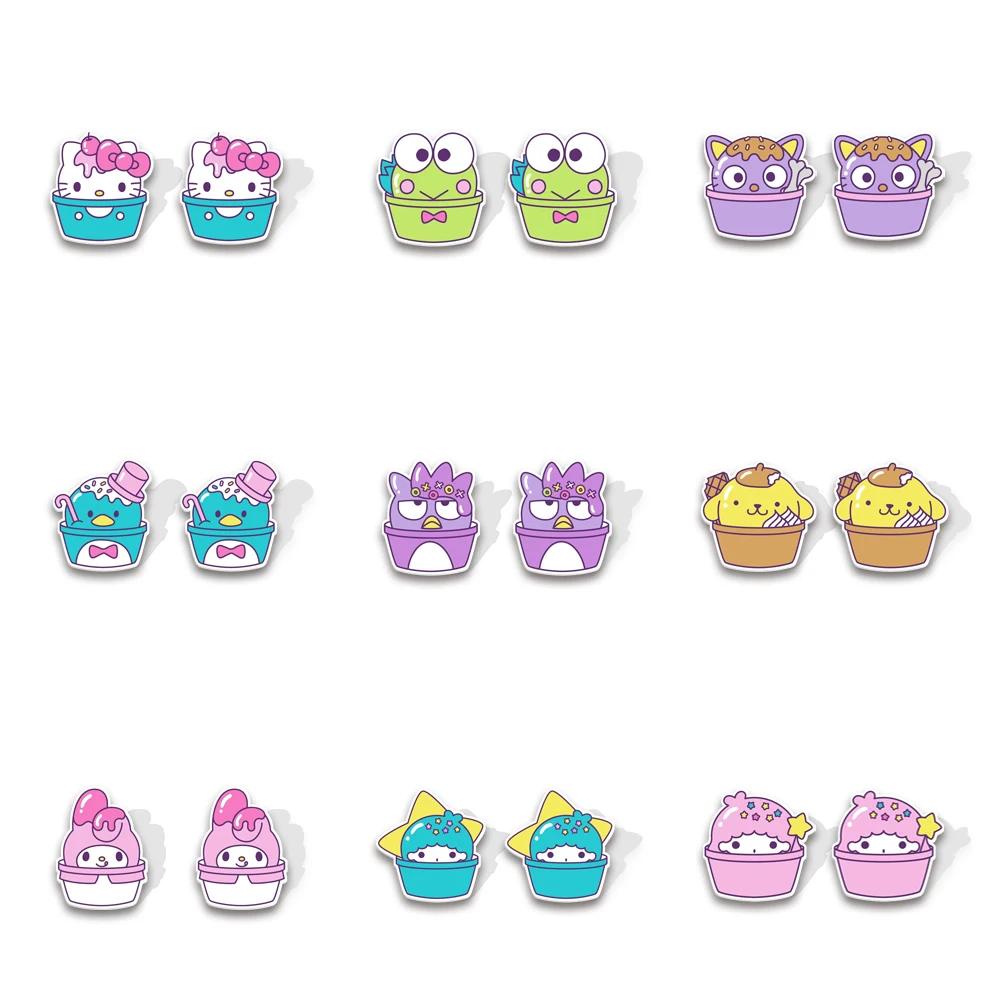 

W Sanrio acrylic earrings Europe and America New accessories for women Colorful cute earrings Fashion jewelry