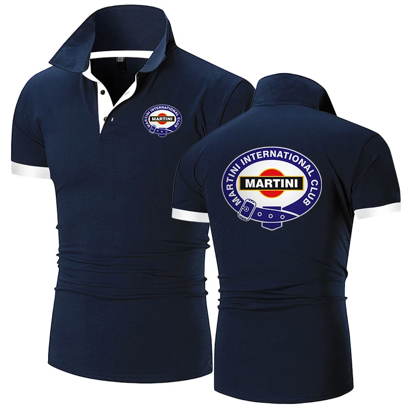 Martini Racing Printing Fashion 2024 New Man\'s Summer Solid Color Short Sleeve High Quality Classic Slim Fit Polo Shirt Tops
