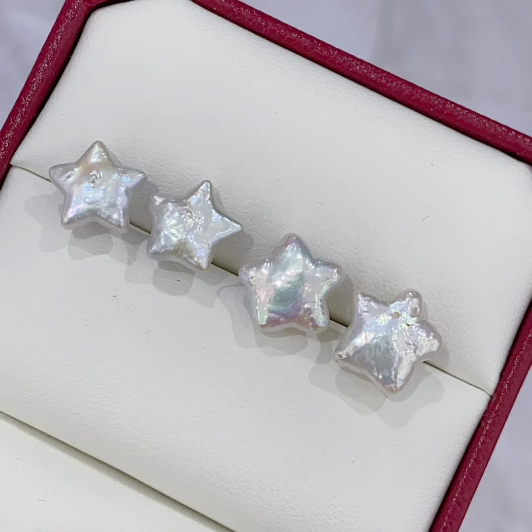 

Unique 925 Sterling Silver Natural Freshwater Star Baroque Pearl Ear Stud Rare Mirror Dreamy Hexagram Pearl Earring Fine Jewelry