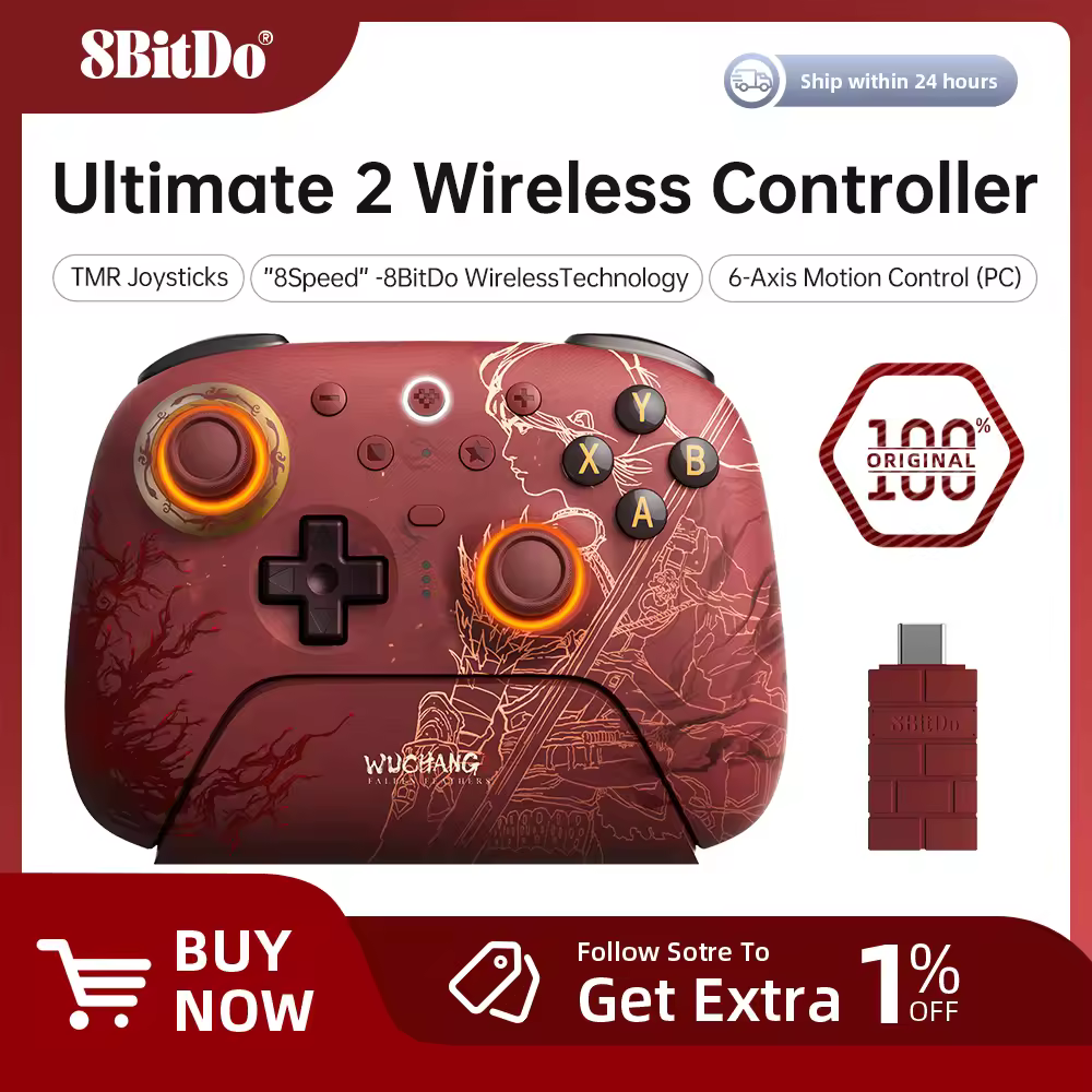 Controle Sem Fio 8BitDo Ultimate 2 para PC e Android com Joysticks TMR, Controle de Movimento - WUCHANG: Fallen Feathers