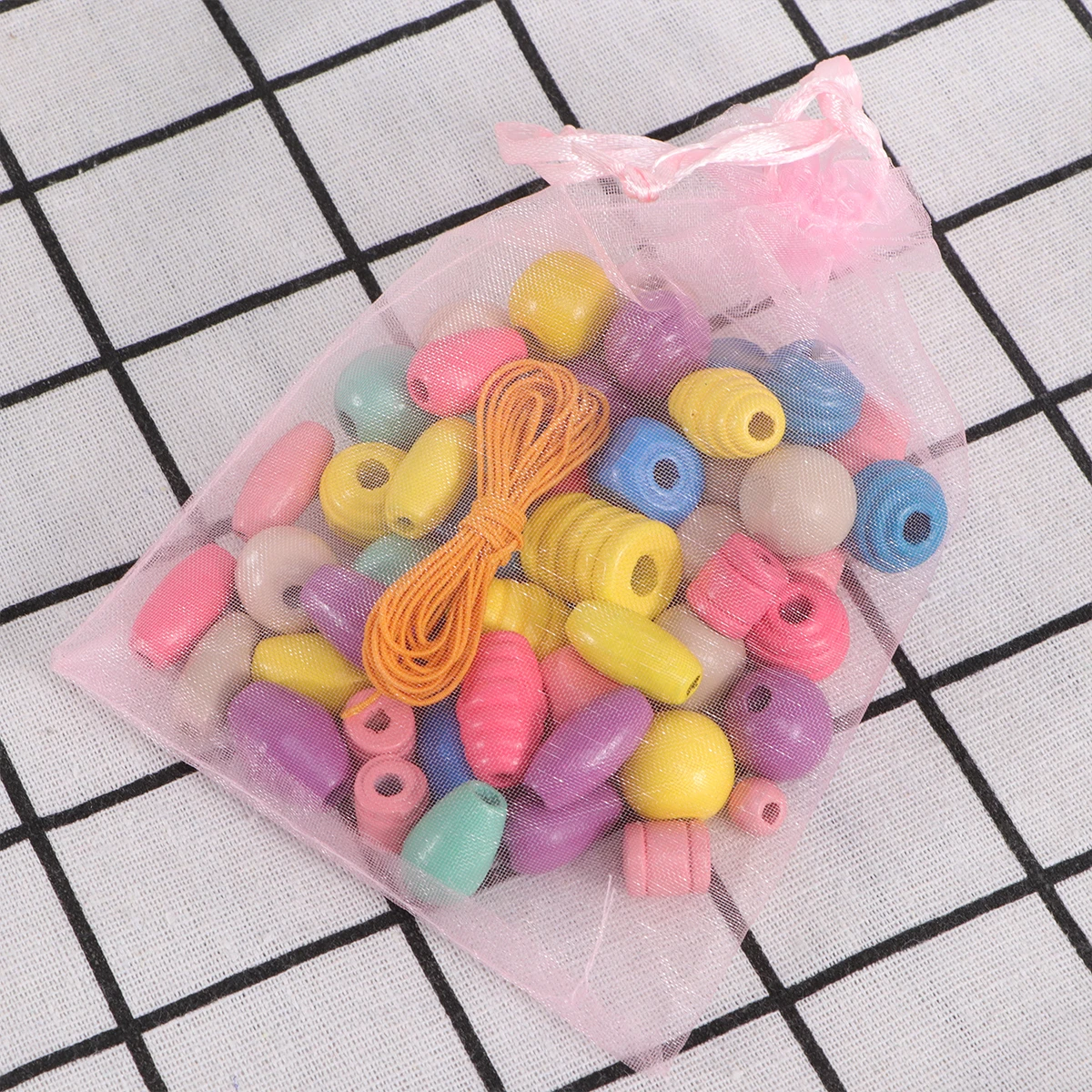 1팩 나무 구슬 모음 - DIY 어린이 지적 발달 활동 학습 도구용 친환경 스트링 구슬