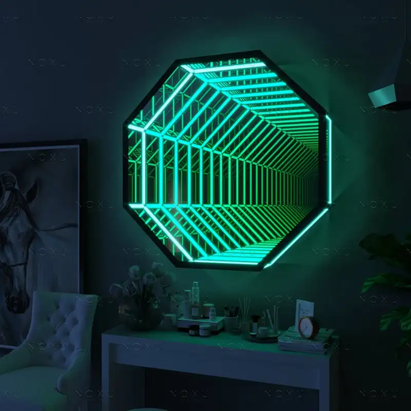 infinity mirror RGB color wifi control decoration hexagon wall lamp