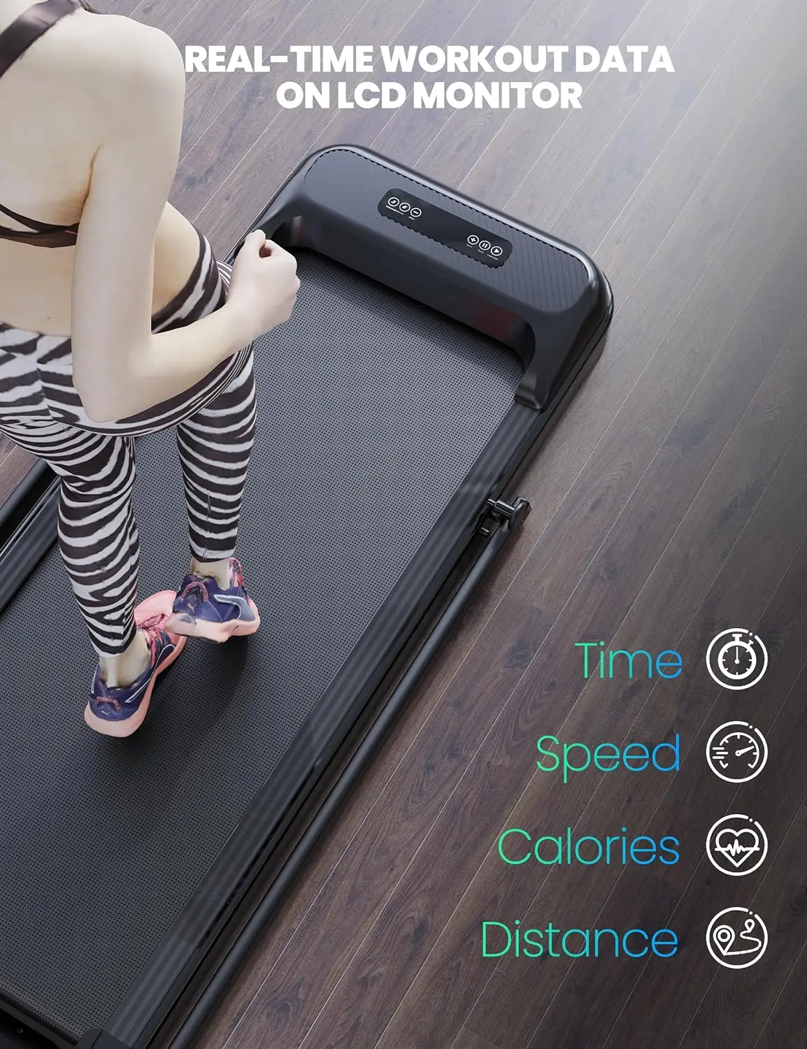 Tapis de course pliant avec données d'entraînement en temps réel sur écran LCD, tapis de course, marche, 2 en 1, [2.25 HP], 0.6 MPH, 6.2 MPH