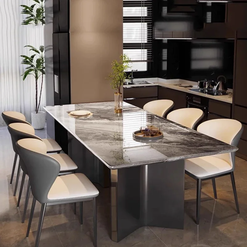 

Итальянский минималистичный обеденный стол, бытовой, 6 стульев, семейный большой обеденный стол, европейская итальянская мебель Mesas De Jantar, домашняя мебель