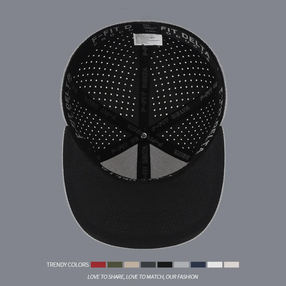 Hochwertige, vollständig geschlossene Herren-Baseballkappe, kausal, solide Trucker-Mütze, 6 Panels, atmungsaktiv, flache Krempe, dehnbare Kappen