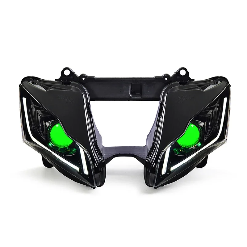 

For 10R Full LED Front Headlight Assembly Optical Fiber Blue DRL Headlamp For Motorcycles US Stock