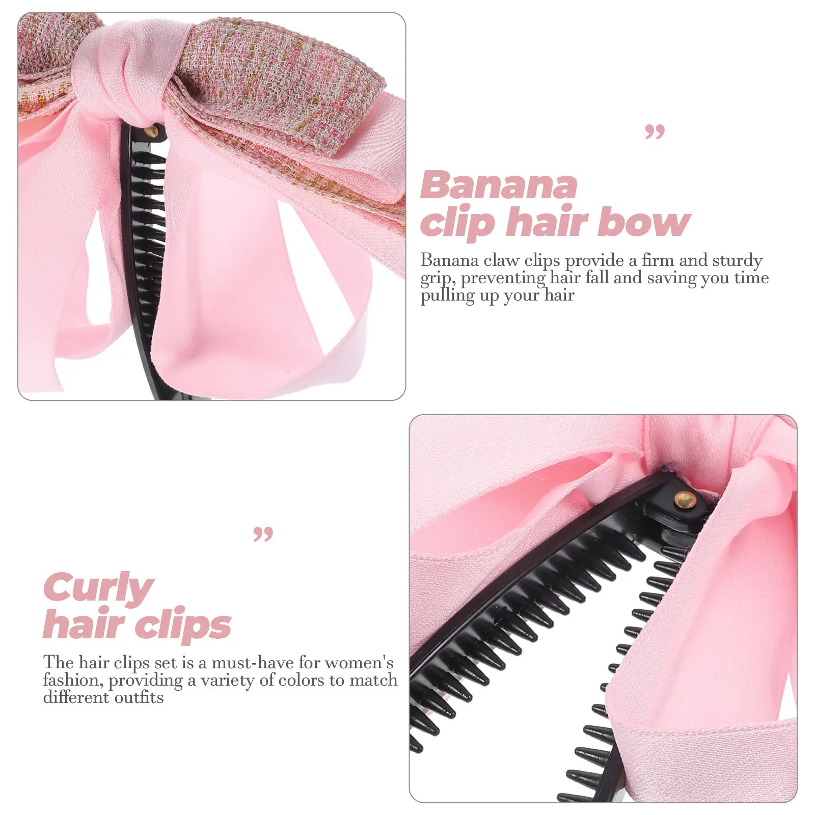 

Stylish Bow Banana Clip for Women Secure Grip Hair Clamp for Ponytail Updo Elegant Ribbon Decor Hair Styling Accessory