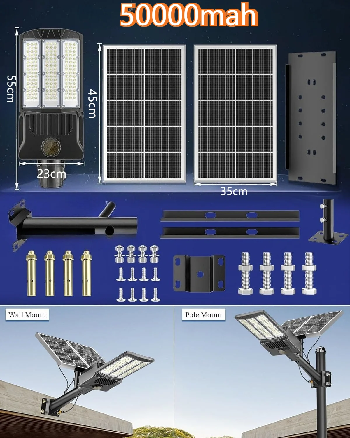 10000W Solar Straatverlichting Buiten 6500K Ultra-Grote Parkeerplaatsverlichting Waterdichte Zonne-energie Flood Security Lampen voor Tuin - afbeelding 1