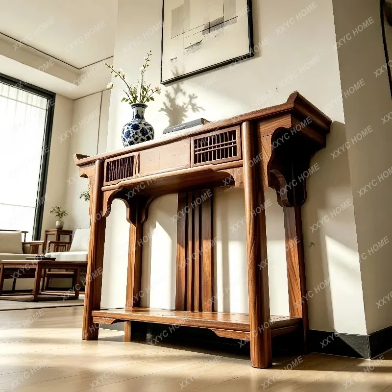 XXY2026 New Black Walnut Entryway Console Table New Chinese Style Narrow Long Side Table Hallway End View Display Stand