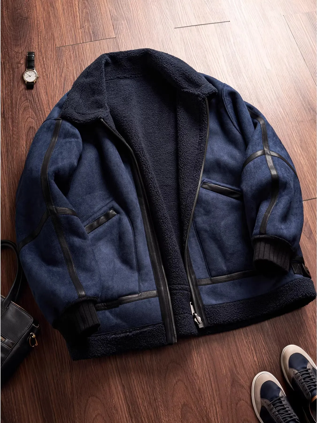 

Утепленная мужская хлопковая куртка большого размера, двусторонняя, из овчины, с бархатным начесом, теплая зимняя куртка, молодежная модная модель, стандартный крой