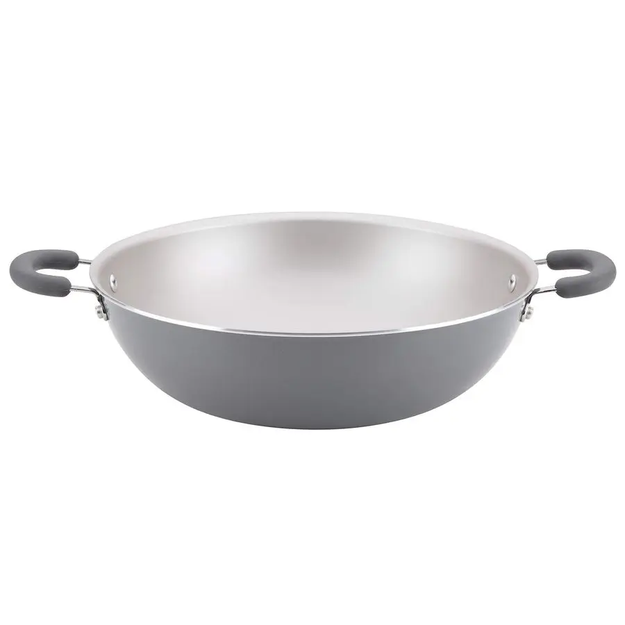 

12022 Create Delicious Nonstick Wok Stir Fry Pan, 14.25 Inch Gray Shimmer