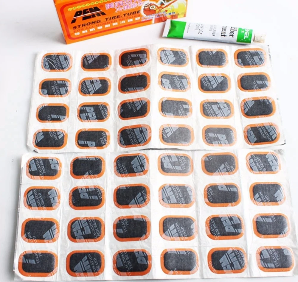 48/64 pcs Rubber Puncture Patches Bicycle Tire Tyre Tube Repair Cycle Patch Kit No Glue Bicycle Inner Tube Puncture Repair Tools