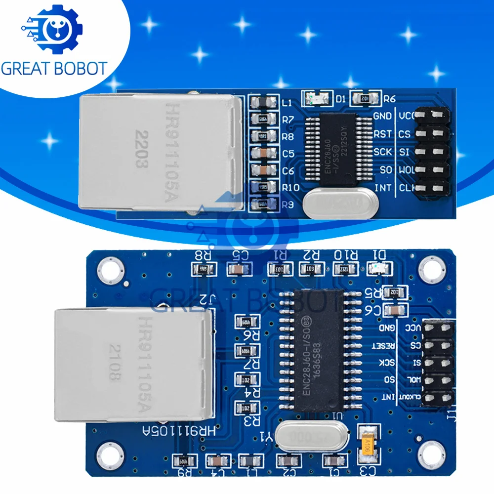 BS 1PCS  ENC28J60 Ethernet LAN Network Module SPI Port For Arduino 51LPC AVR ARM PIC