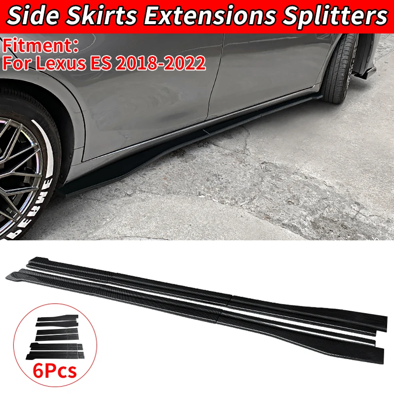 

For Lexus ES 2018-2022 Car Side Skirt Accessories Adjustable Bumper Carbon Fiber Look Modifiedextension Rocker Plate Lip ABS