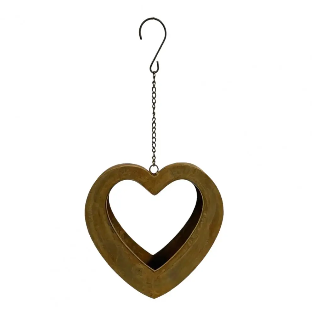 Rustic Heart Shaped Metal Hanging Planter Distressed Iron Hanging Flower Basket, Wall Mount Plant Holder for Outdoor Garden