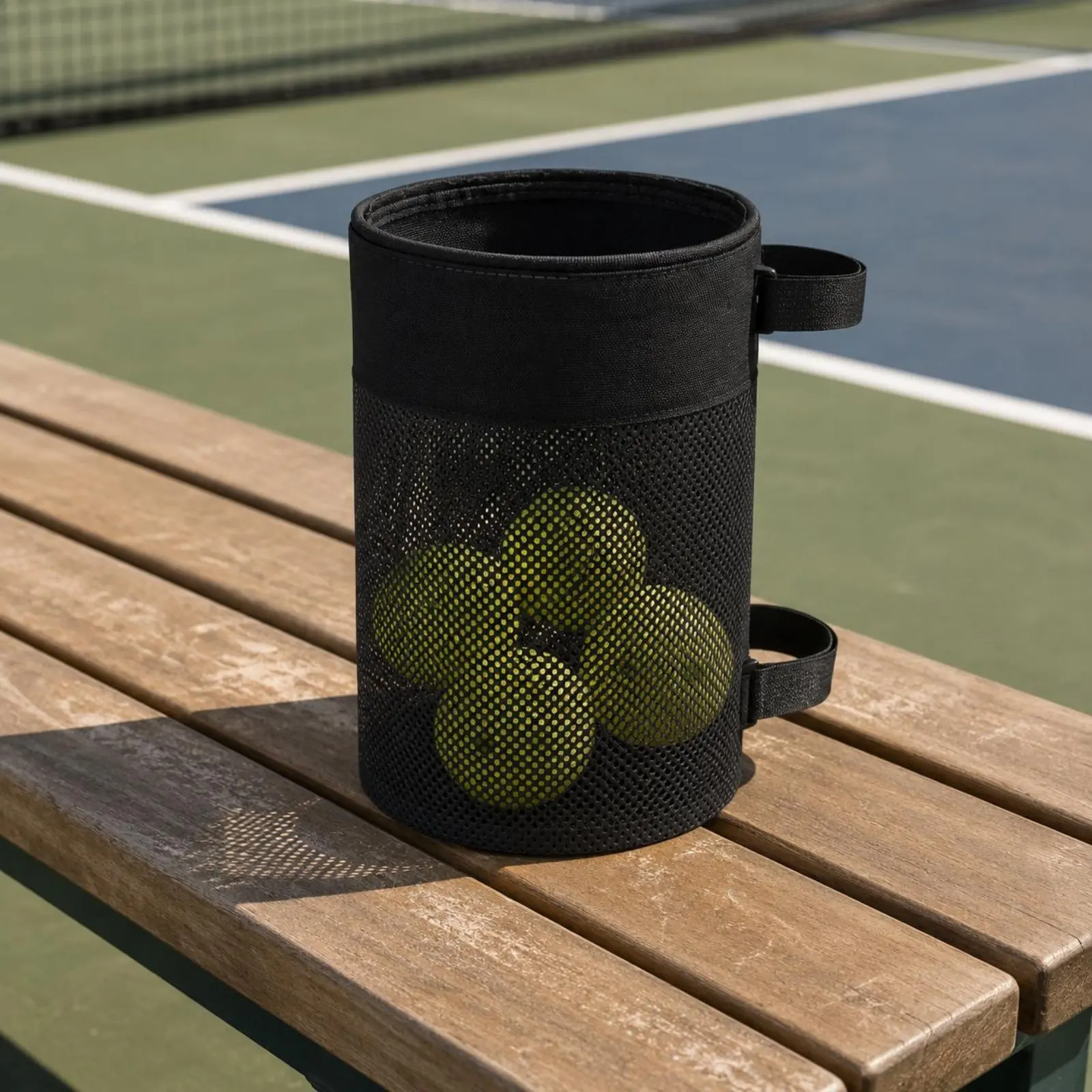 Fence Mounted Pickleball Bag Breathable Mesh Pickleball Pouch Mesh Ball Pouch Reinforced Trim Hanging Ball Bag Polyester