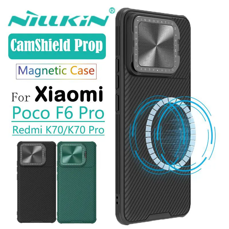 

Чехол MagSafe для Xiaomi Poco F6 Pro, магнитный чехол Nillkin CamShield Prop для Redmi K70 Pro, чехол с пряжкой для камеры Redmi K70