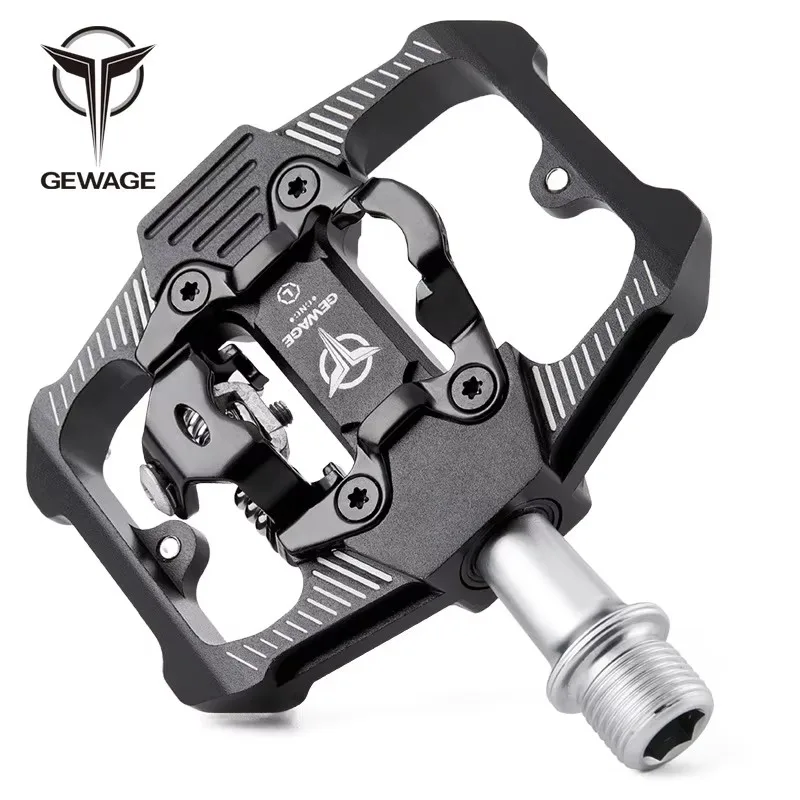 GEWAGE Self-locking Pedal Sealed Bearing Mtb bike clipless pedal AL-Aolly pedal include cleats dual purpose Flat pedal/self-lock