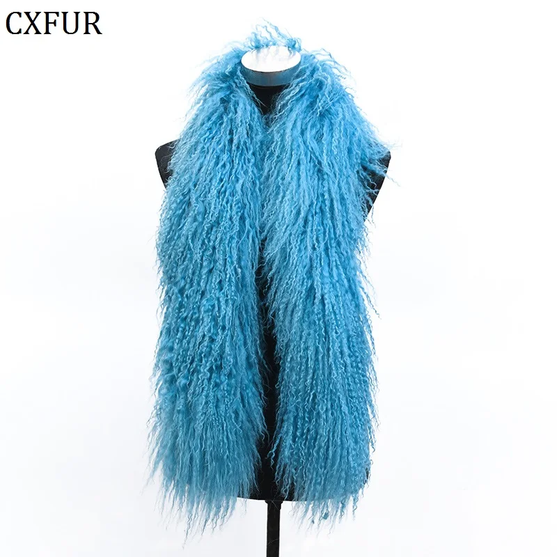 

CX-S-02W Кудрявый декоративный пушистый женский шарф из натурального монгольского меха ягненка