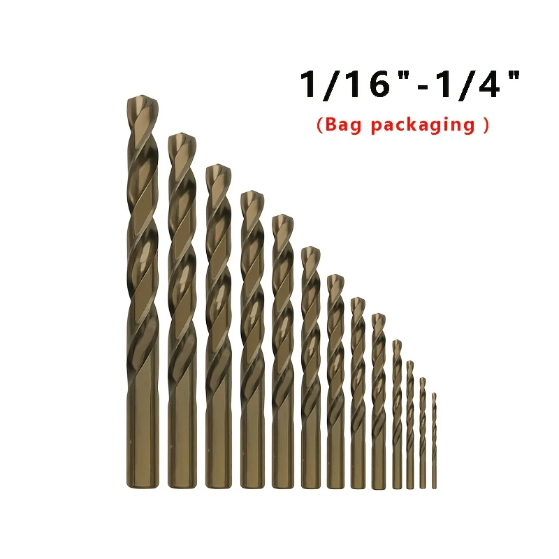13PCS Box Packed M35 Cobalt Drill Bits, Imperial 1/16