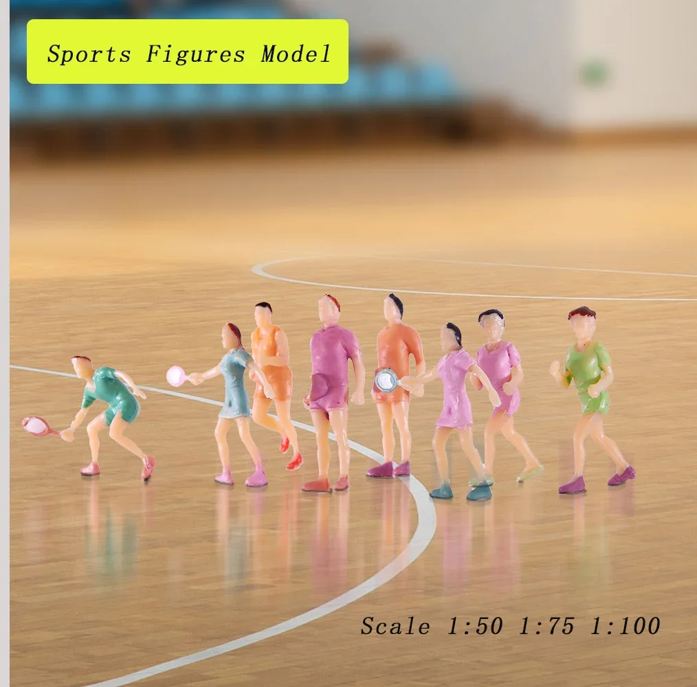 10PCS 1/50-1/100 미니어처 스포츠 피규어 ABS 페인트된 인물 DIY 모델 제작 재료 건축 레이아웃 디오라마용