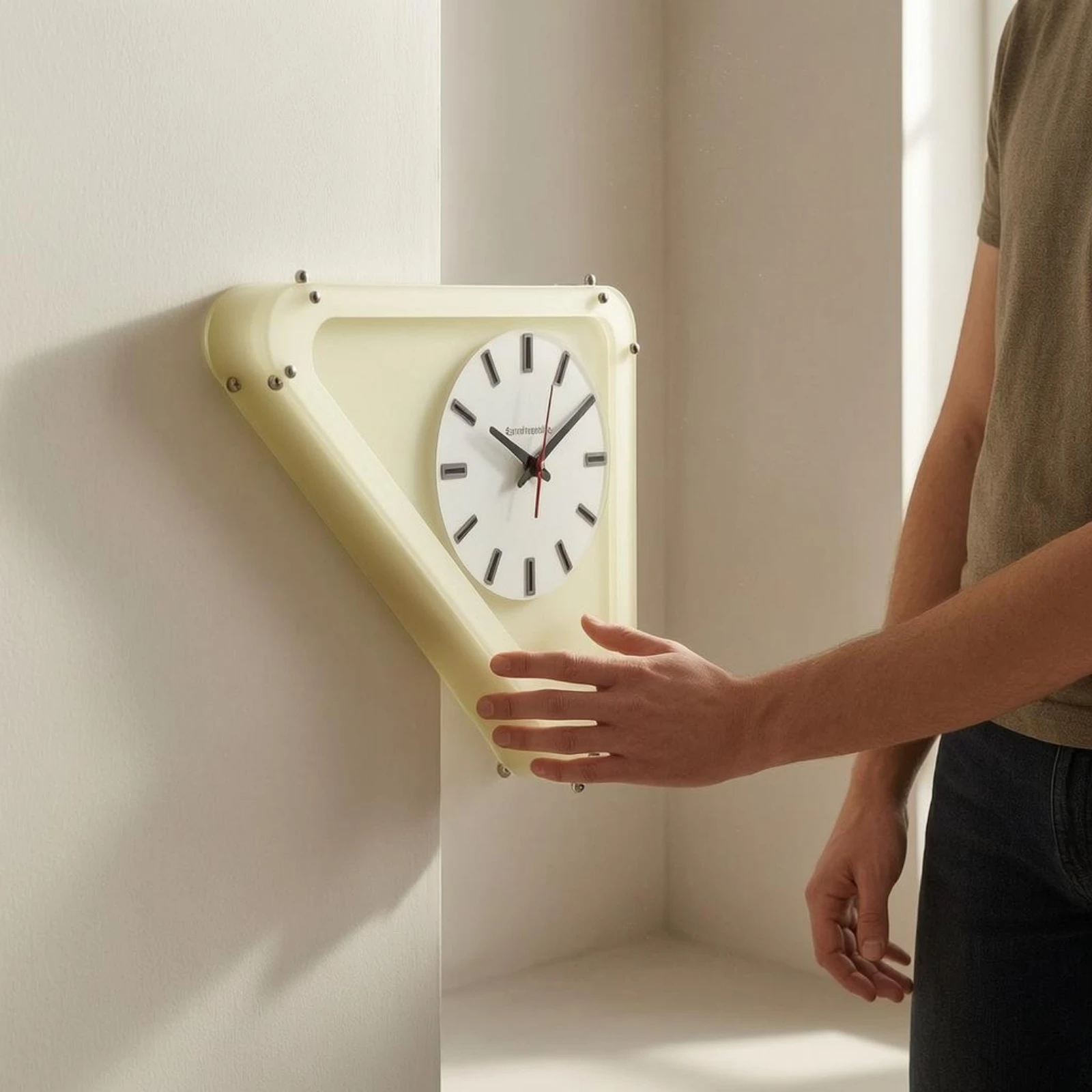 Triangular Corner Clock Simple Markers Home Decor