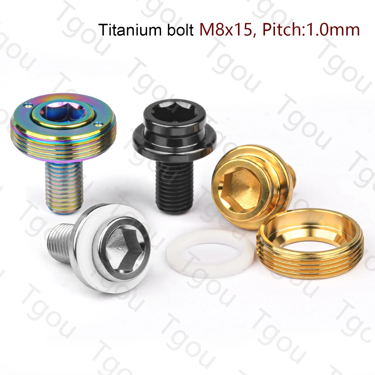 Tgou Titanium Bolt M8x15mm Square Hex Screws W/ Dust Cap Gasket for Pass Brompton Bottom Bracket Bike Ti Parts 1pcs