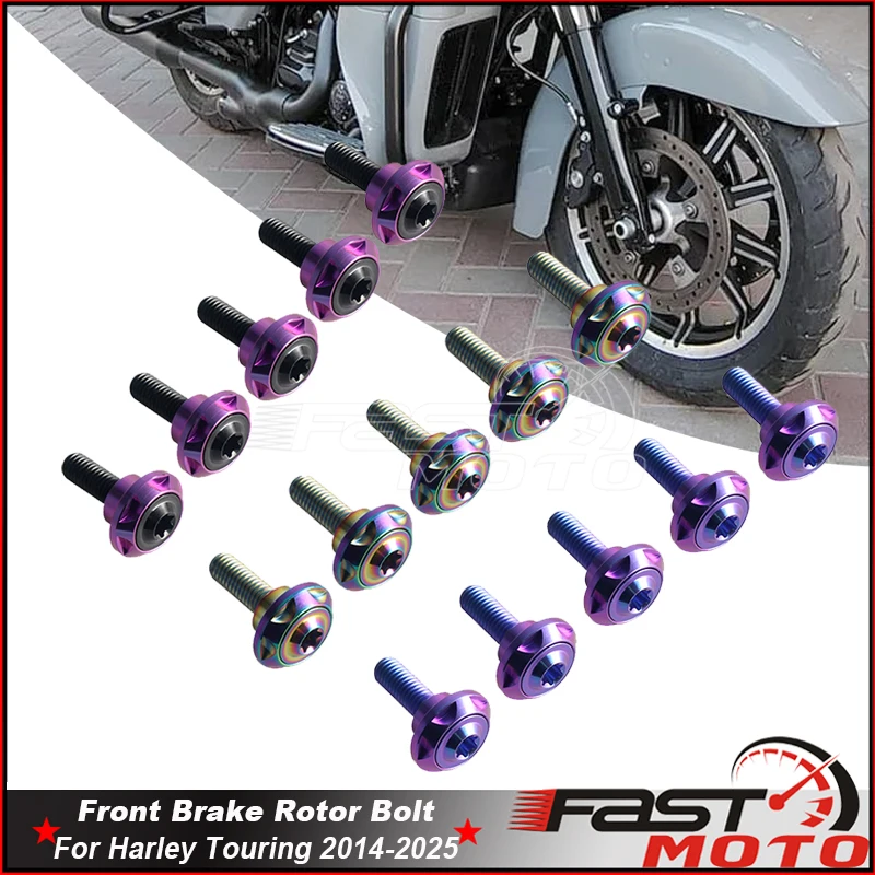 Motorcycle Front Disc Brake Rotor Bolt T25 Torx M8x30mm Titanium Fixing Screw For Harley Touring 14-25 Electra Road Street Glide