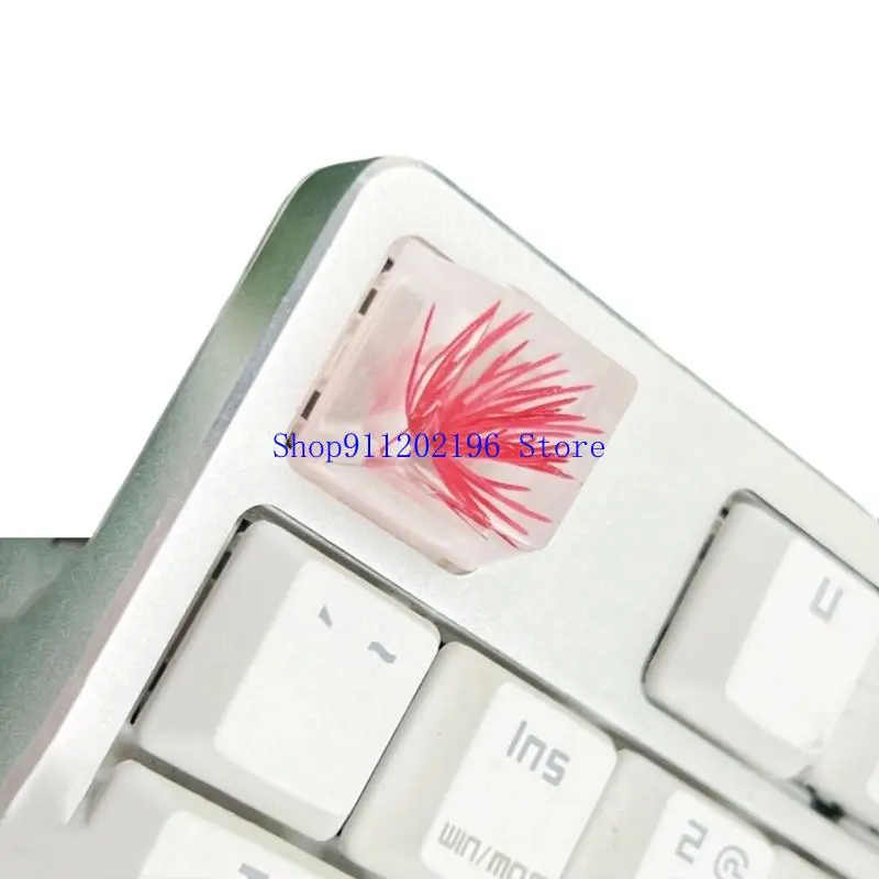 P82A Epoxy Resin Keycaps OEM Height With Real Flower Translucency Mechanical Keyboard