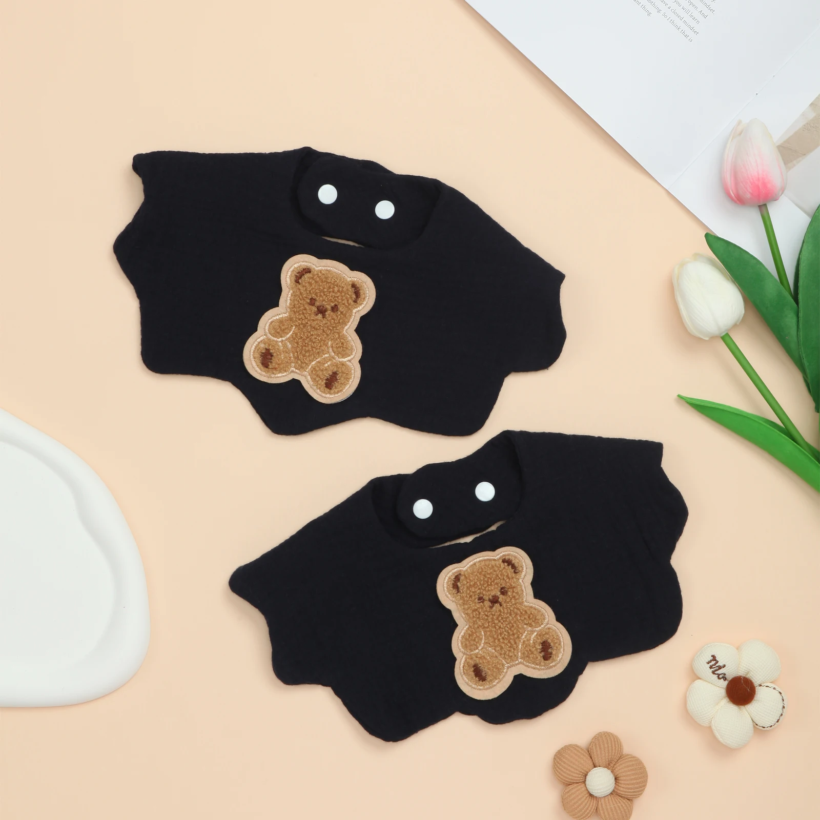 2 Pack Ultra Soft Baby Bibs with Adjustable Snap, Ultra Absorbent Newborn Bib for Teething, Drooling, Feeding