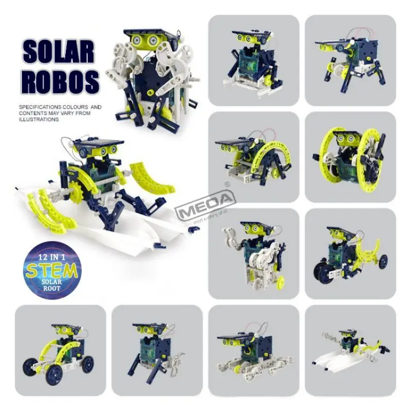 12in1 Various Forms of Solar Powered Deformable Robots Scientific Experimental Set DIY Puzzle Assembly Model Science Toys ﻿