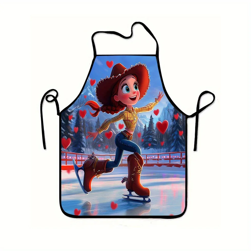 مريلة ديزني جيسي بدون أكمام قطعة واحدة - تصميم عطلة الشتاء مع رقاقات الثلج والقلوب، مثالية للصياغة والخبز والرسم وتنظيف المطبخ والمنزل، مريلة متجر الشيف Waiter Cafe Barbecue، لوازم المطبخ