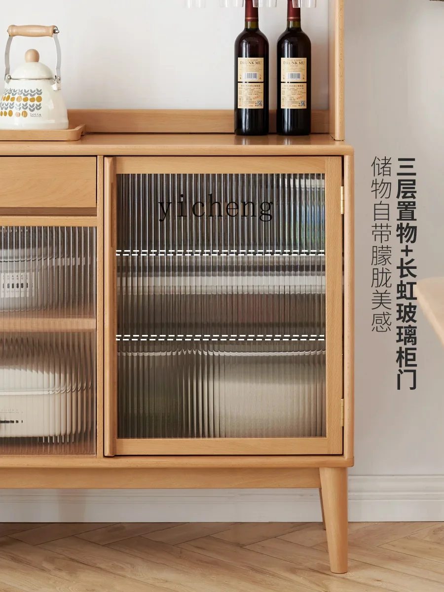 dining side cabinet integrated glass tea cabinet household kitchen wine cabinet solid wood storage home decor