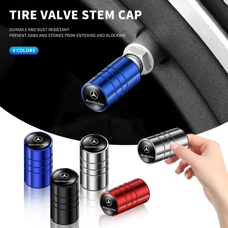 4PCS Car Tire Valve caps Emblem metal Cap Case For Mercedes Benz B/C/E/S Class A Class C200L GLC GLE CLA accessories Car Styling