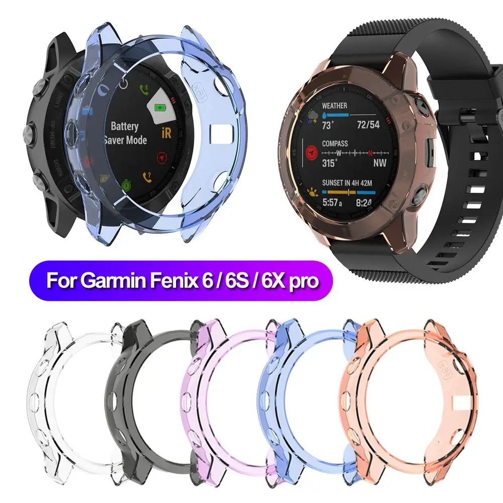 Soft Shell Smart Watch Accessories Clear TPU Watch Case Protective Cover Bumper Frame For Garmin Fenix 6 6S 6X Pro