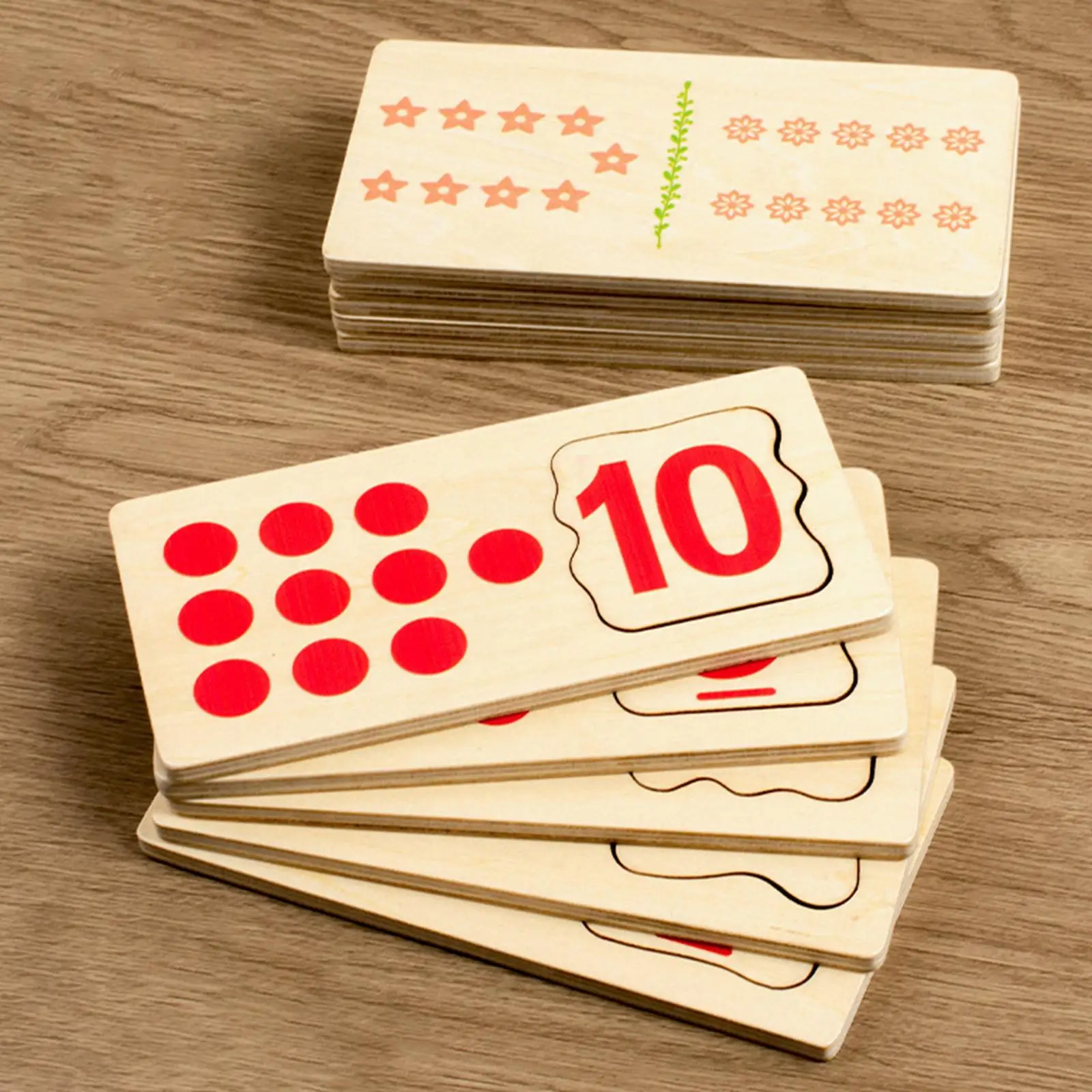 10Pcs Wooden Counting Blocks Math Manipulatives Materials for Kids Toddlers