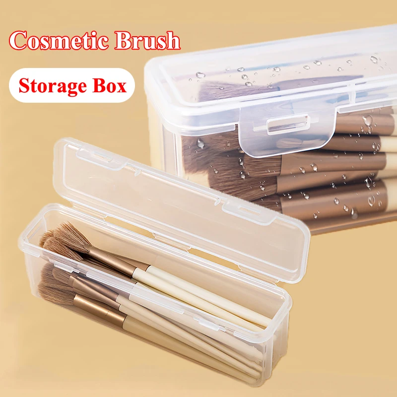 Portable Cosmetic Brush Storage Box Small Transparent Dust Cover For Powder Blusher Brush Eyeshadow Eyebrow Brushes Organizer