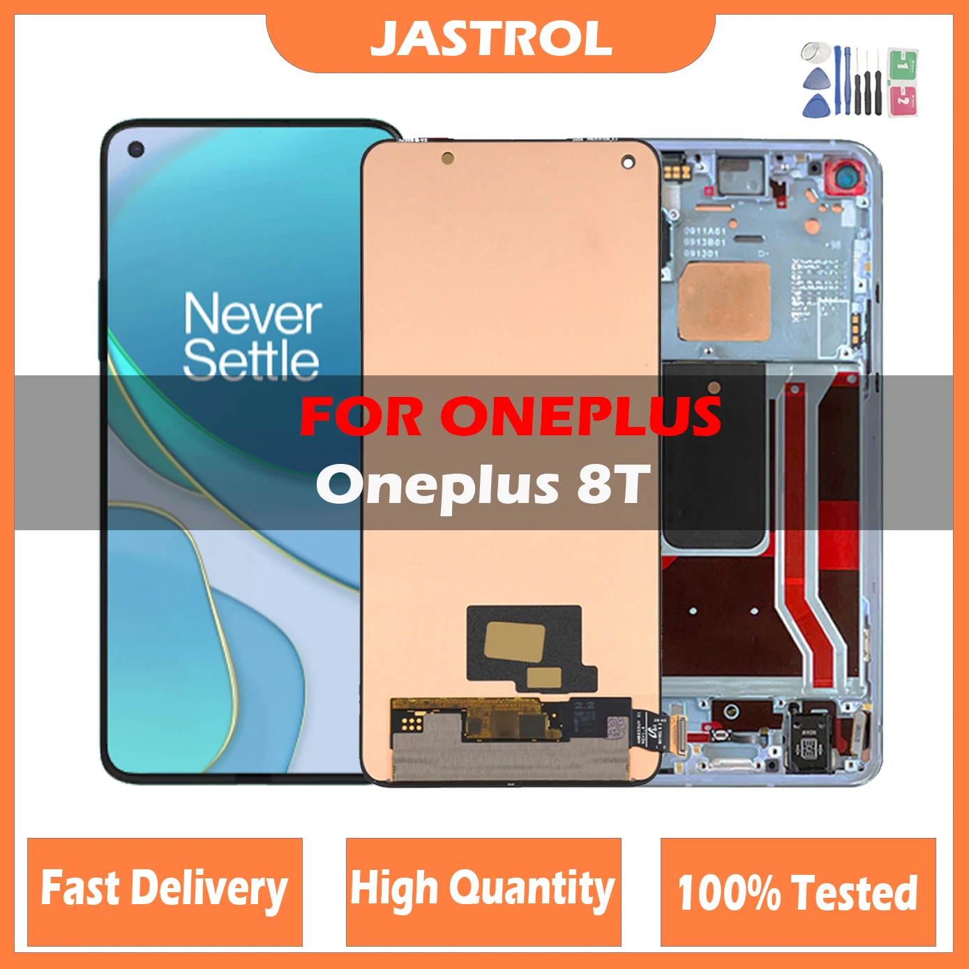 

6.55" Original AMOLED LCD For OnePlus 8 8T LCD Display Touch Screen Digitizer Replacement Parts For One plus 8 lcd With Frame